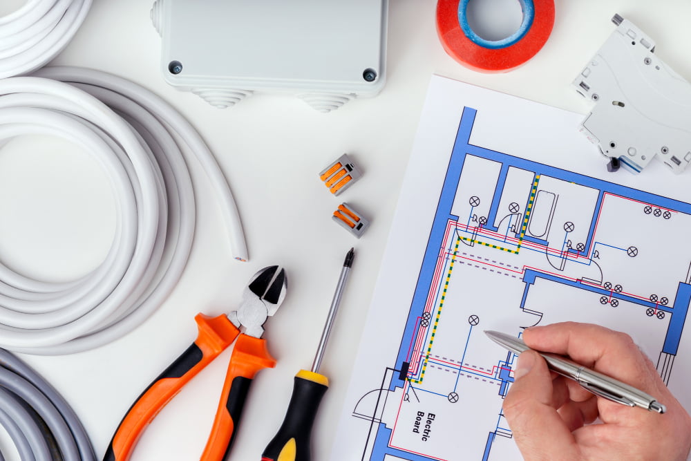 electrician-checking-electrical-plans-concept-repair-electrical-equipment